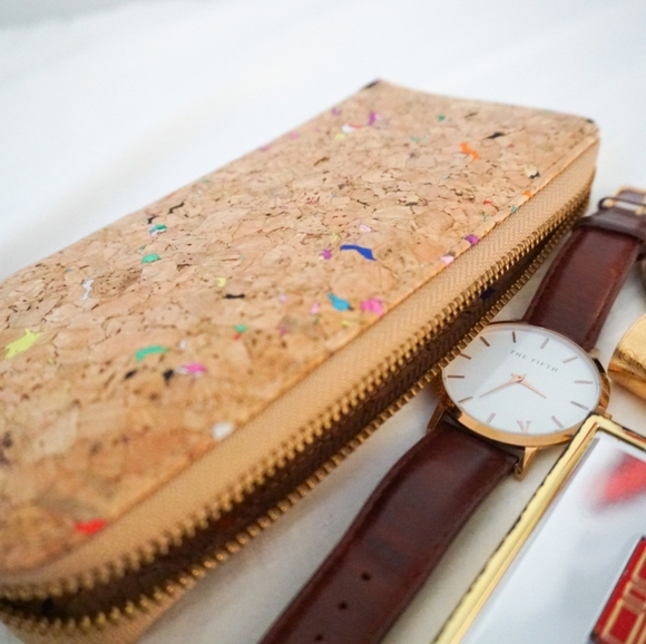 Multi-Coloured Cork Zipper Wallet - Picture 4 of 5